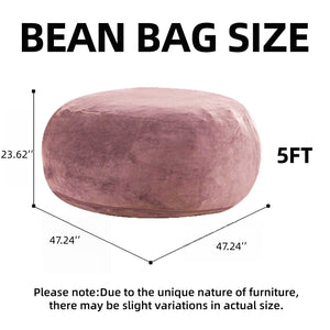 English Elm 5ft Memory Foam Bean Bag Round Lounger with Washable Flannel Cover for Dorm or Living Room Pink W3737P422652