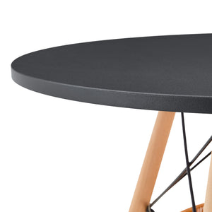 English Elm 31.5-inch Round Dining Table Solid Legs Woven Basket Storage Compact Modern Minimalist Black,Wood W1151P431132