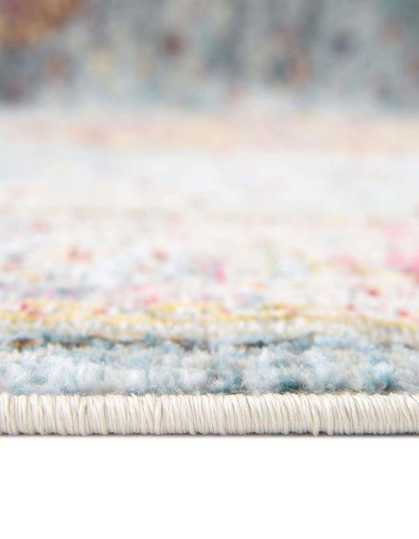 Unique Loom Baracoa Miramar Machine Made Border Rug Light Blue, Blue/Gold/Red/Purple/Olive/Yellow 8' 2" x 8' 2"