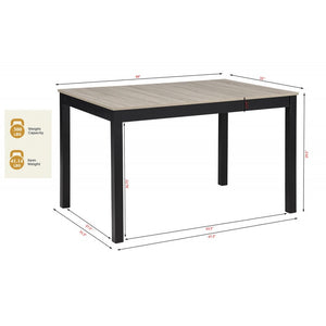 English Elm Black/Natural Modern 5Pc Dining Set – 48" Natural Wood Table with 4 Gray Fabric Upholstered Chairs, Sleek Black Legs & Easy Assembly B011S01866