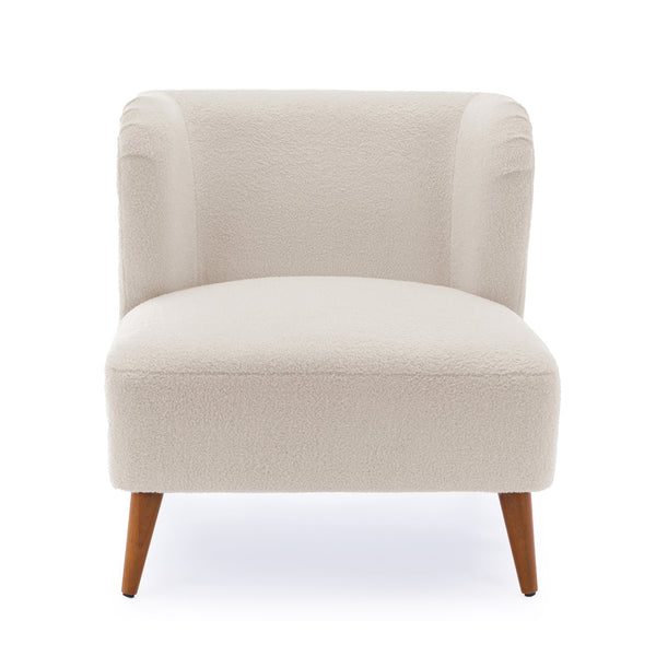 English Elm Veda Boucle Accent Chair Milky White - Cozy Armless Wrapback Design, Pocket Coil Seat, Chestnut Legs B050P229957