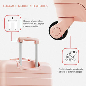 English Elm 3-piece Hardshell Abs Travel Set with Tsa Lock Spinner Wheels Duffel and Toiletry Bag Pink N726P439331S