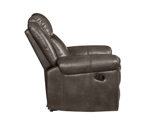 English Elm Lydia Brown Faux Leather Aire Motion Loveseat with USB, Console & Cupholder — Pocket Coil Comfort B2726P266165