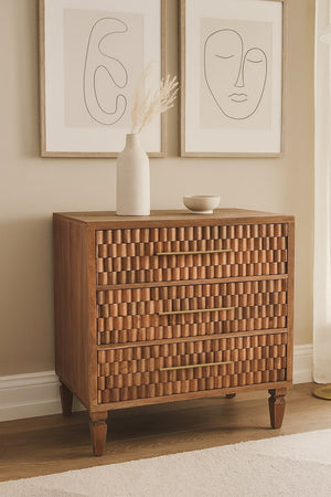 English Elm Solid Wood Arno Chest – Handcrafted Teak Storage Solution With 3 Drawers For Stylish Organization B182P372176-GIGA