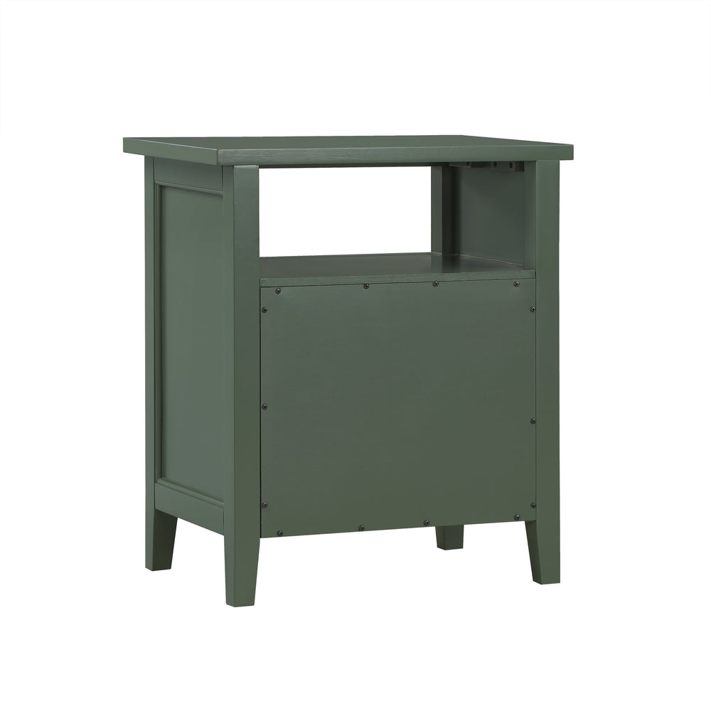 English Elm Weston Vintage Green 2-Drawer Nightstand with Open Shelf, Solid Wood & Dovetail Drawers, 26" L B050P376946