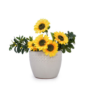 English Elm Set Of 3 Ceramic Flowerpots - Handcrafted Modern Planters In Ancient White For Stylish Spaces W3273P321485-GIGA