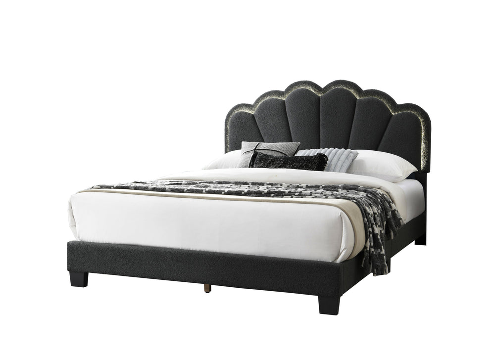 English Elm Queen Corduroy Platform Bed with Plush Headboard, High Footboard, Under-Bed Drawer Storage, Modern Design Charcoal 7 L x 28 W x 64 H B089P238570