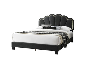 English Elm Queen Corduroy Platform Bed with Plush Headboard, High Footboard, Under-Bed Drawer Storage, Modern Design Charcoal 7 L x 28 W x 64 H B089P238570