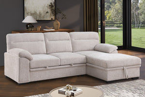 English Elm Kipling Chenille Sleeper Sectional with Storage Chaise and Usb Console Charging B061S00952