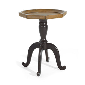 English Elm Christopher Knight Home® - End Table French Country Black & Natural Octagonal Lipped Top with Ornate Spider Leg Base, 25" H N771P328546B