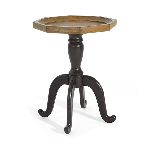 English Elm Christopher Knight Home® - End Table French Country Black & Natural Octagonal Lipped Top with Ornate Spider Leg Base, 25" H N771P328546B
