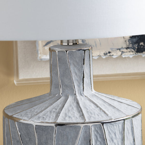 Crestview Collection 27.25"H Cothran Ceramic Table Lamp - Elegant Gray Design With Glossy Accents & 3-way Lighting Option   Cvap3123