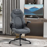 English Elm Vinsetto High Back Office Chair With Flip Up Armrests, Swivel Computer Chair With Adjustable Height and Tilt Function, Dark Gray