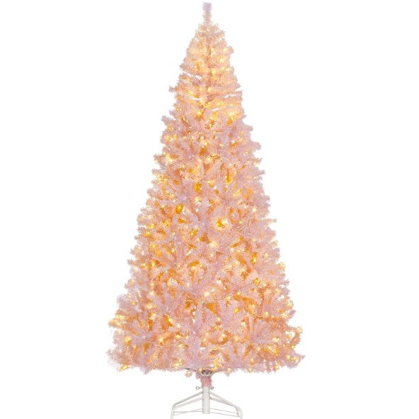 English Elm Artificial Blush Pink Holiday Tree 7 Foot Tall with 1000 Tips Frosted Romantic Decor T3971P419048