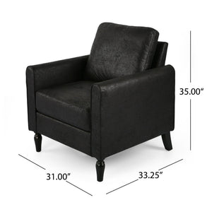 English Elm Chair Low Profile Club Seat Birch Frame Microfiber Upholstery Modern Living Room 63565.00MFBLK