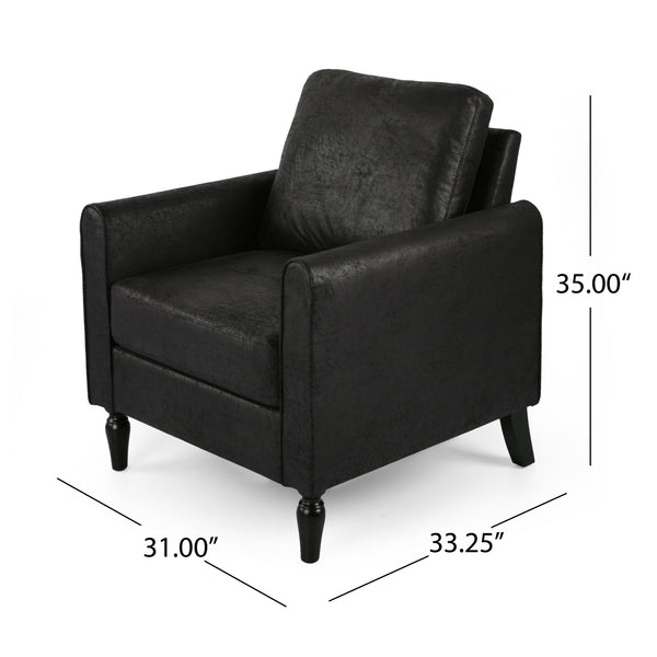 English Elm Chair Low Profile Club Seat Birch Frame Microfiber Upholstery Modern Living Room 63565.00MFBLK