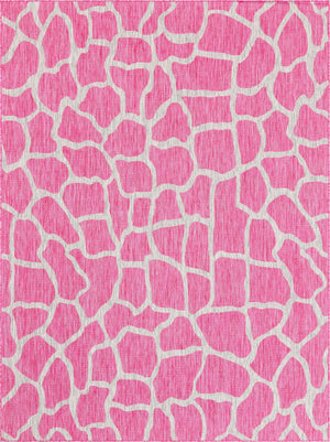 Unique Loom Outdoor Safari Giraffe Machine Made Animal Print Rug Magenta, Ivory 9' 0" x 12' 0"