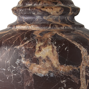 Piccolo Brown Mini Table Lamp - Vintage-Inspired Red Levanto Marble Design with Off-White Shade