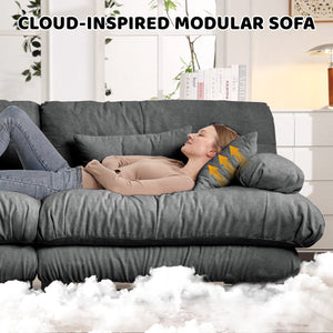 English Elm Free Modular Sectional Sofa - L Shaped Comfy Cloud Couch With Convertible Ottoman In Gray W714S01040