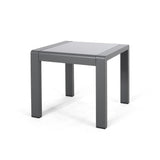 Christopher Knight Home® - Noble House - Cape Coral Outdoor Aluminum Side Table with Glass Top