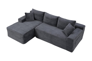 English Elm 94.5" Jumbo Corduroy Cloud Sectional Deep Seat L-shape Sofa for Living Room Lounging W5515P479903