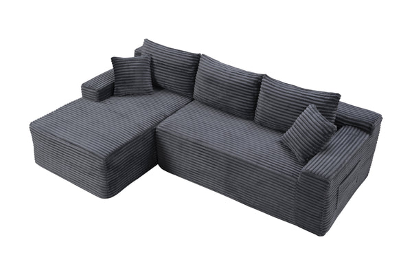 English Elm 94.5" Jumbo Corduroy Cloud Sectional Deep Seat L-shape Sofa for Living Room Lounging W5515P479903