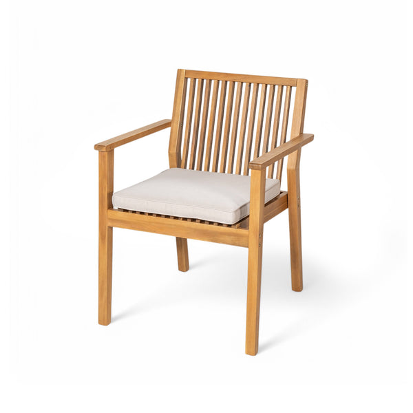 English Elm Christopher Knight Home® - 7-Piece Acacia Wood Outdoor Dining Set with 72" Slatted Table & 6 Cushioned Chairs, Durable Patio Entertaining Ready Natural,Teak N779P266069N_N779P234497N-3