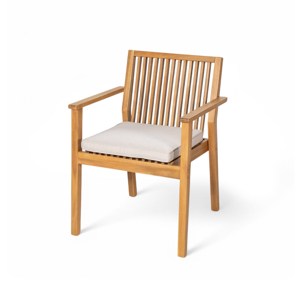 English Elm Christopher Knight Home® - Patio Acacia Wood Dining Chairs Set of 2 with Waterproof Cushions, Ergonomic Armrests, 400 lb Capacity Beige,Natural N779P234497N
