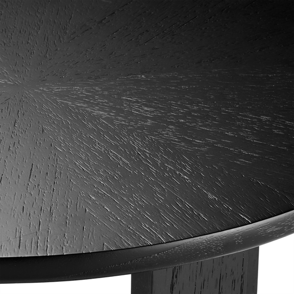 Blake Black Accent Table - Contemporary Mindi Wood with Brass Feet, Sleek Starburst Design, 22" Height