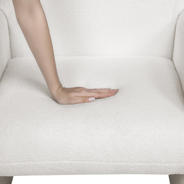 English Elm Stylish Teddy Fleece Single Sofa Chair with Arms and Pillow, Cozy Accent Armchair for Living Room Beige 30 L x 24.75 W x 24 H W1716P196469