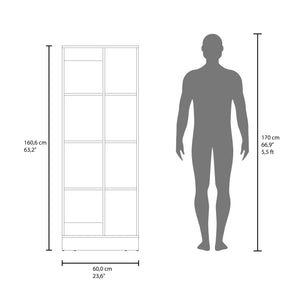English Elm White Tall Narrow Kitchen Pantry Cabinet with Open Shelves and Concealed Storage Door B062P483733
