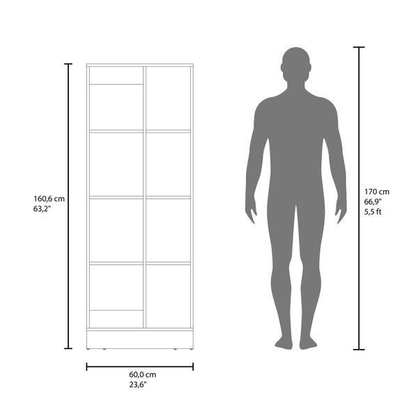English Elm White Tall Narrow Kitchen Pantry Cabinet with Open Shelves and Concealed Storage Door B062P483733