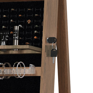 English Elm 360°swivel Jewelry Armoire with Led Interior Full Length Mirror Walnut Finish W3406P422682