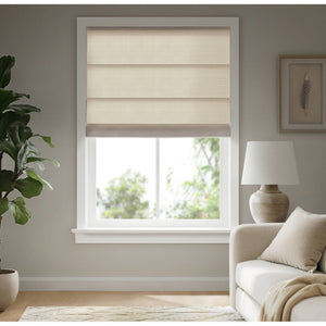 JLA Home Madison Park - Cordless Roman Shade Galen – Sleek 100% Polyester Basketweave, Cordless Safety, Thermal Insulation Matte ivory MP40-8786
