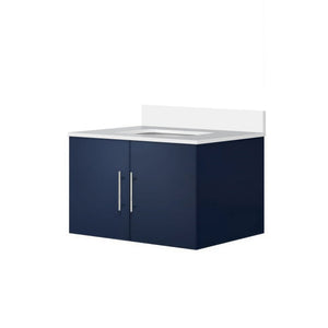 English Elm Navy 30 in. Bath Vanity with White Quartz Top, Solid Wood Frame, Soft-Close Drawer, Storage Durable B2731P258582