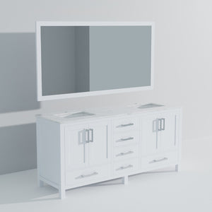 English Elm White Double Bath Vanity With Carrara Marble Top & Large Mirror - Elegant Storage Solution For Bathrooms B2731S00703-GIGA