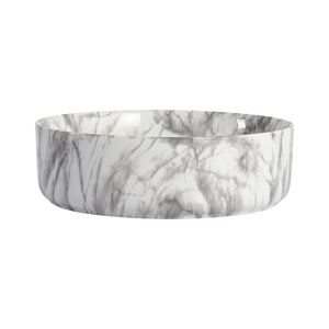 English Elm Ceramic Art Vessel Sink Above Counter – Elegant Gold Line Pattern, Durable Glaze, Easy-Clean Finish White+gray W999P346773