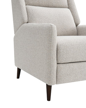 English Elm Mid-Century Psyche Pushback Recliner Linen-Look Beige High Back Channel Detail Espresso Legs - Cozy Supportful Style B2741P397641