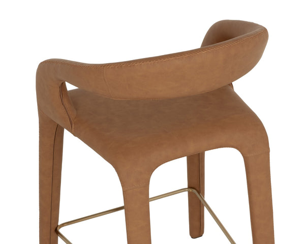 Sunpan ATIKA Modern Counter Stool in Warm Milliken Cognac - Ergonomic Comfort for Stylish Dining Spaces 112761