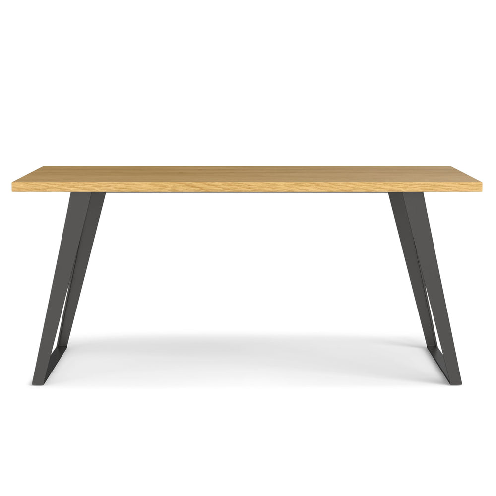 English Elm Lowry Dining Table - Modern Industrial Design With Durable Oak-Veneer Top & Tapered Iron Legs B136P266899