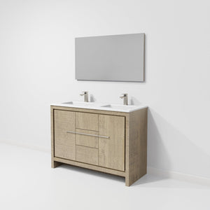 English Elm Rustic Acacia Double Bath Vanity 48"W X 20"D With Cultured Marble Top & Gun Metal Faucet Set Included B2731S01711-GIGA
