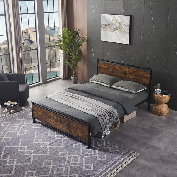 English Elm Twin Twin Size Metal Bed Frame — Sturdy Steel Platform, Modern Quiet Design, No Box Spring Needed Black 43.3 L x 20.5 W x 5.5 H W2297P241232