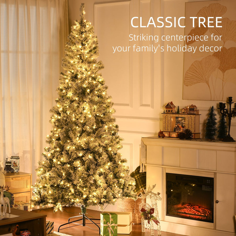 English Elm Homcom 7.5Ft Prelit Snow-Flocked Christmas Tree With 500 Warm Led Lights & Easy Auto-Open Design W2225P229678