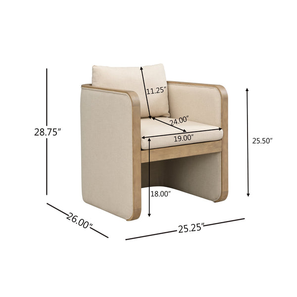 English Elm 25.25" Boucle Upholstered Accent Dining Chairs Mid-century Rubberwood Frame Set of 2 N771P392217M