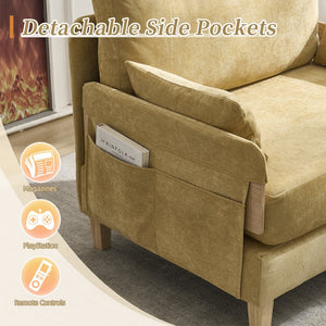 English Elm Foldable sofa bed recliner with three pillows, 3-in-1 convertible sleeper for small spaces, mid-century modern comfort Mustard yellow W395P290559