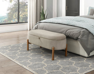 English Elm Storage Bench Corduroy Upholstered Lift Top Seat with Wood Legs Mid Century Bedroom Taupe B011P298252