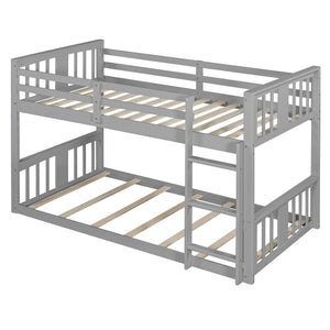 English Elm Twin Over Kids Bunk Bed Solid Pine Frame Gray Finish with Safety Guardrail N708P242163E