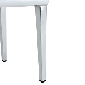 English Elm Two Pu Leather Dining Chairs Glossy White Shell Silver Metal Legs Modern Set W1151P360537