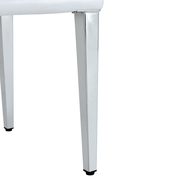 English Elm Two Pu Leather Dining Chairs Glossy White Shell Silver Metal Legs Modern Set W1151P360537