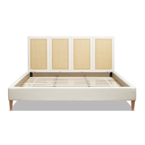 English Elm Jennifer Taylor Home - Toscana King Platform Bed - Elegant Upholstered Cane Back Design In Antique White For Versatile Style B2719P385737